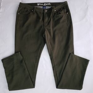 Blue Faith olive 5 pkt stretch jeans, 12, EUC